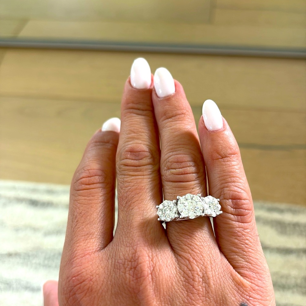 Macy's Silver Triple Diamond Ring